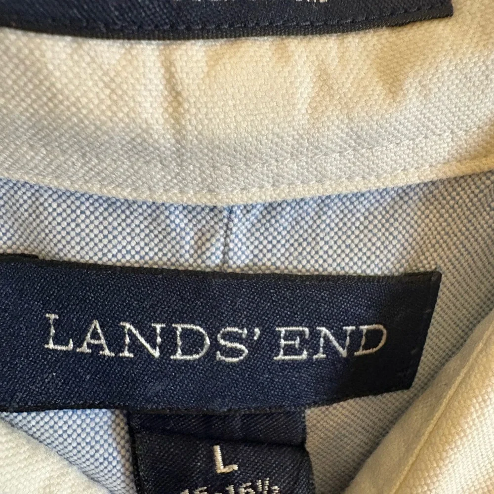 Lands' End Two-Tone Collar Button Shirt in Gray and Cream - Picture 3 of 3